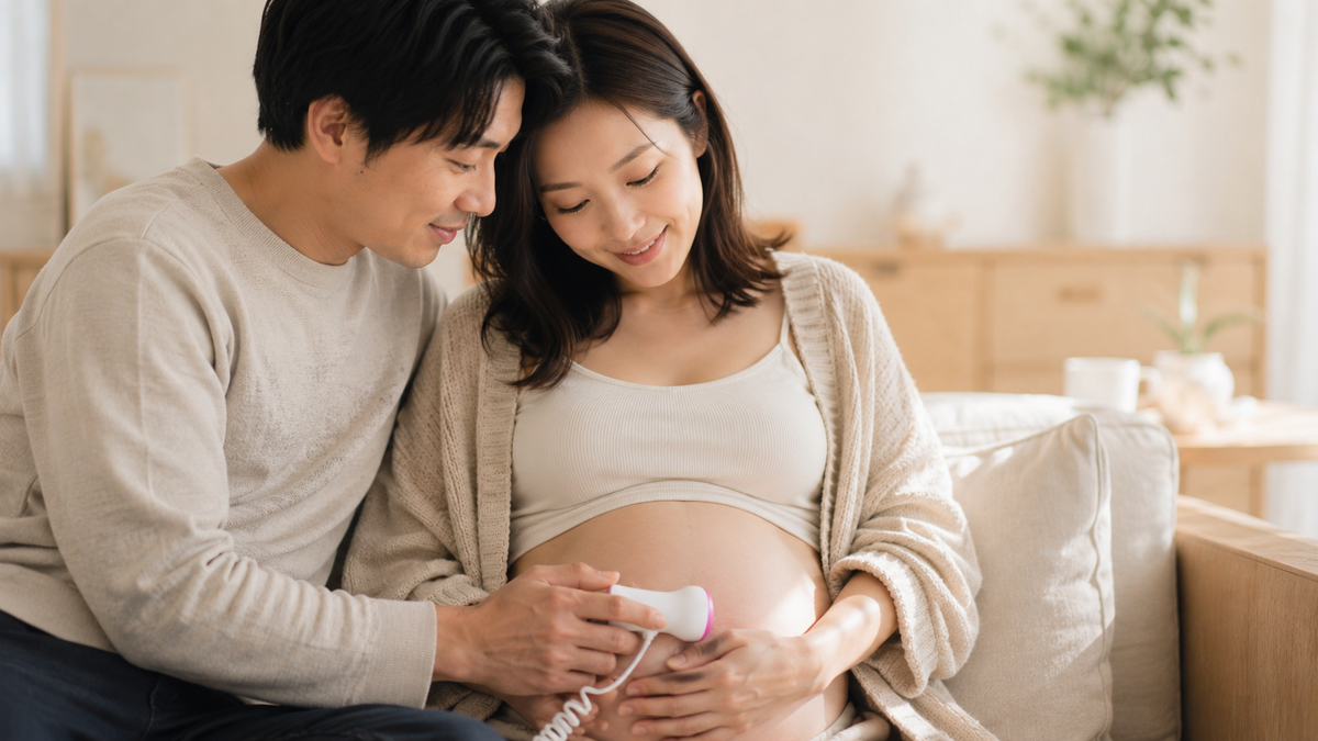 家族で赤ちゃんの心音を聞く時間